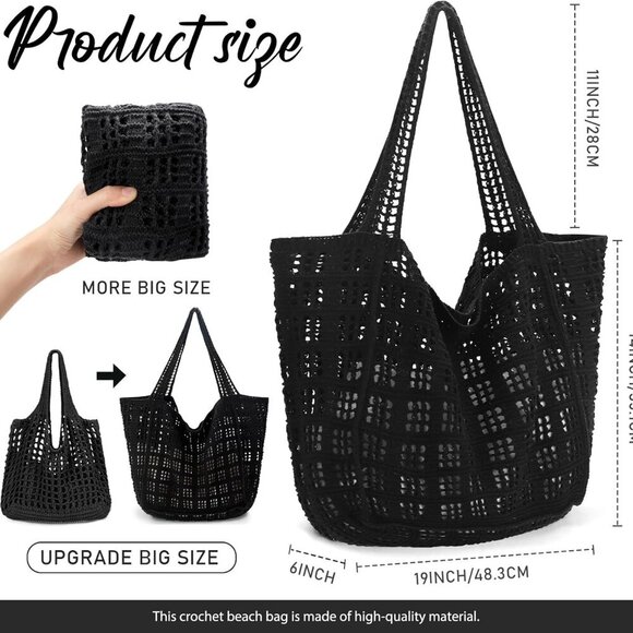 Crochet Beach Tote Bag Large Capacity Womens Summer Handbag Casual - Picture 2 of 6